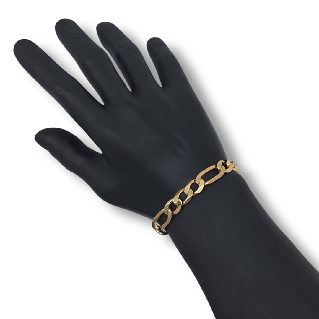 9ct Yellow Gold Figaro Bracelet 8.5"