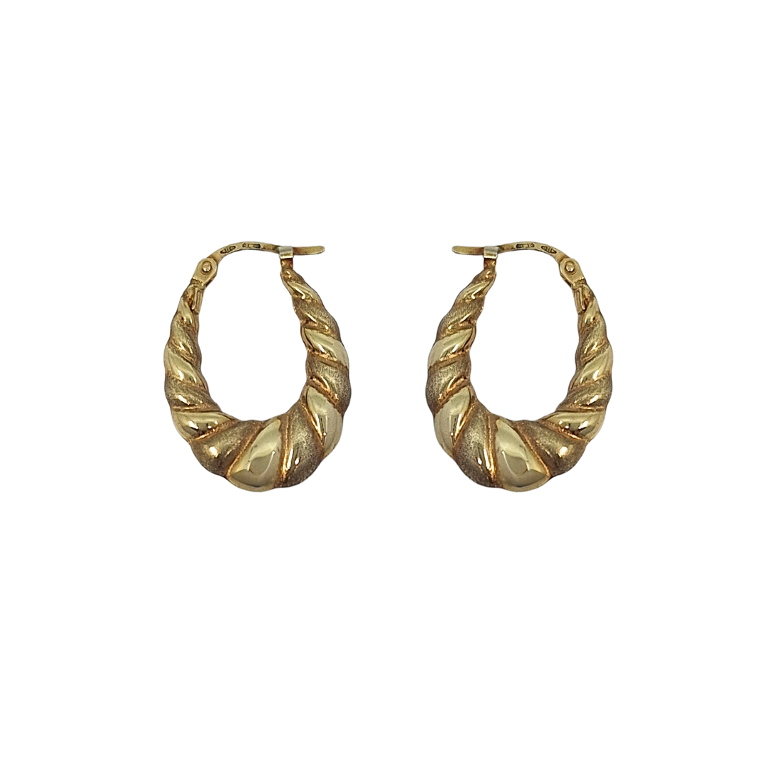 9ct Yellow Gold Oval Creole Earrings