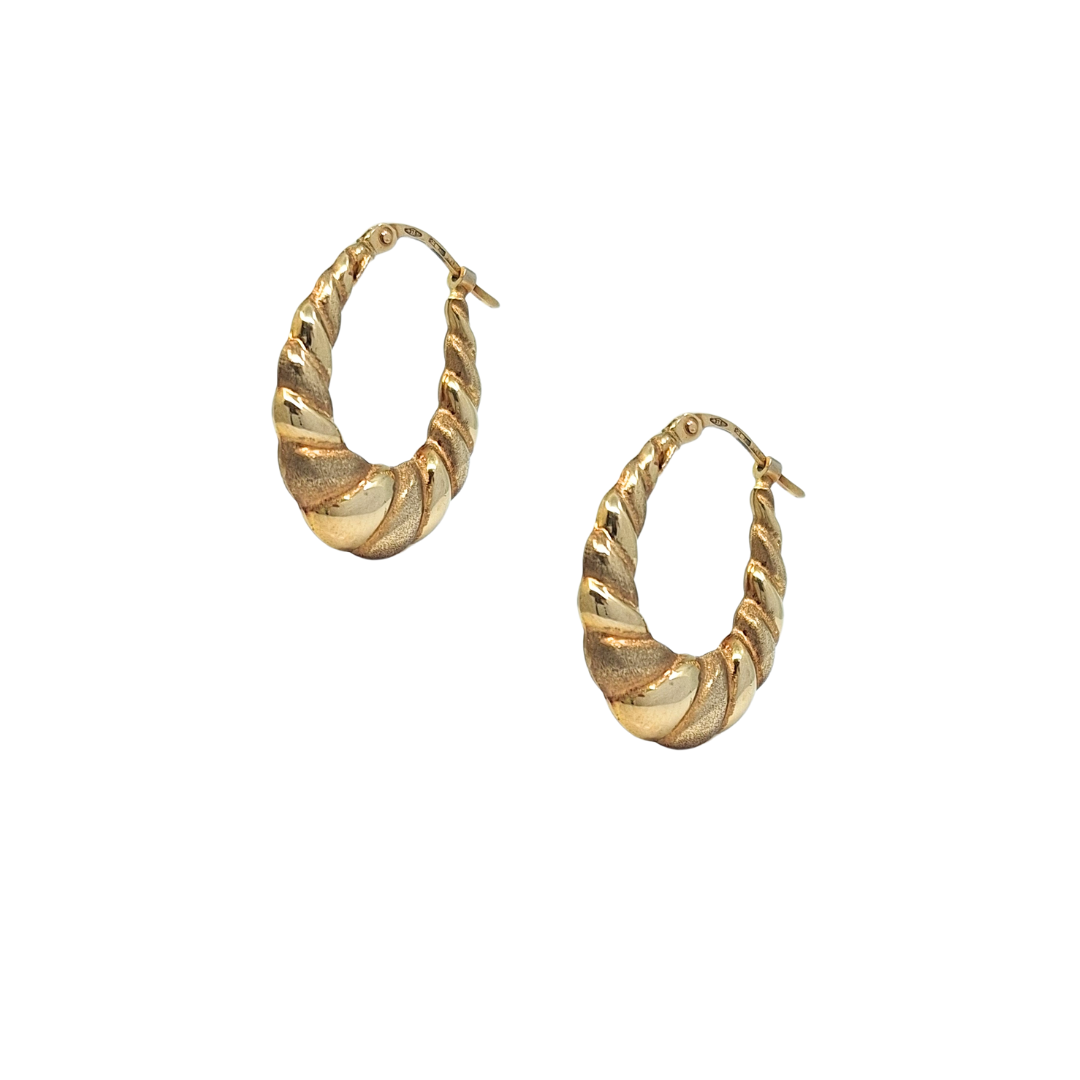 9ct Yellow Gold Oval Creole Earrings