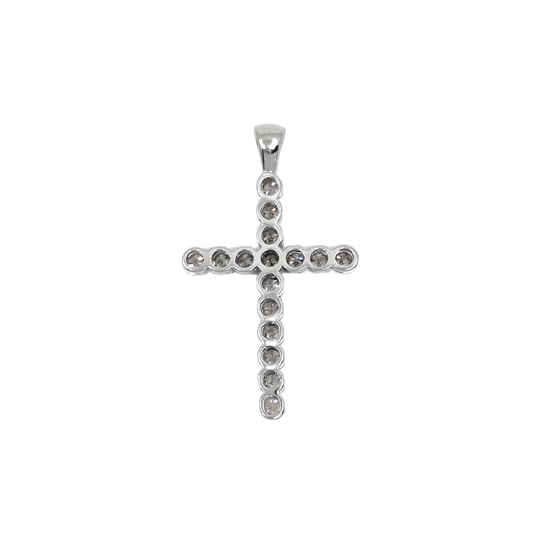 9ct White Gold Diamond Cross