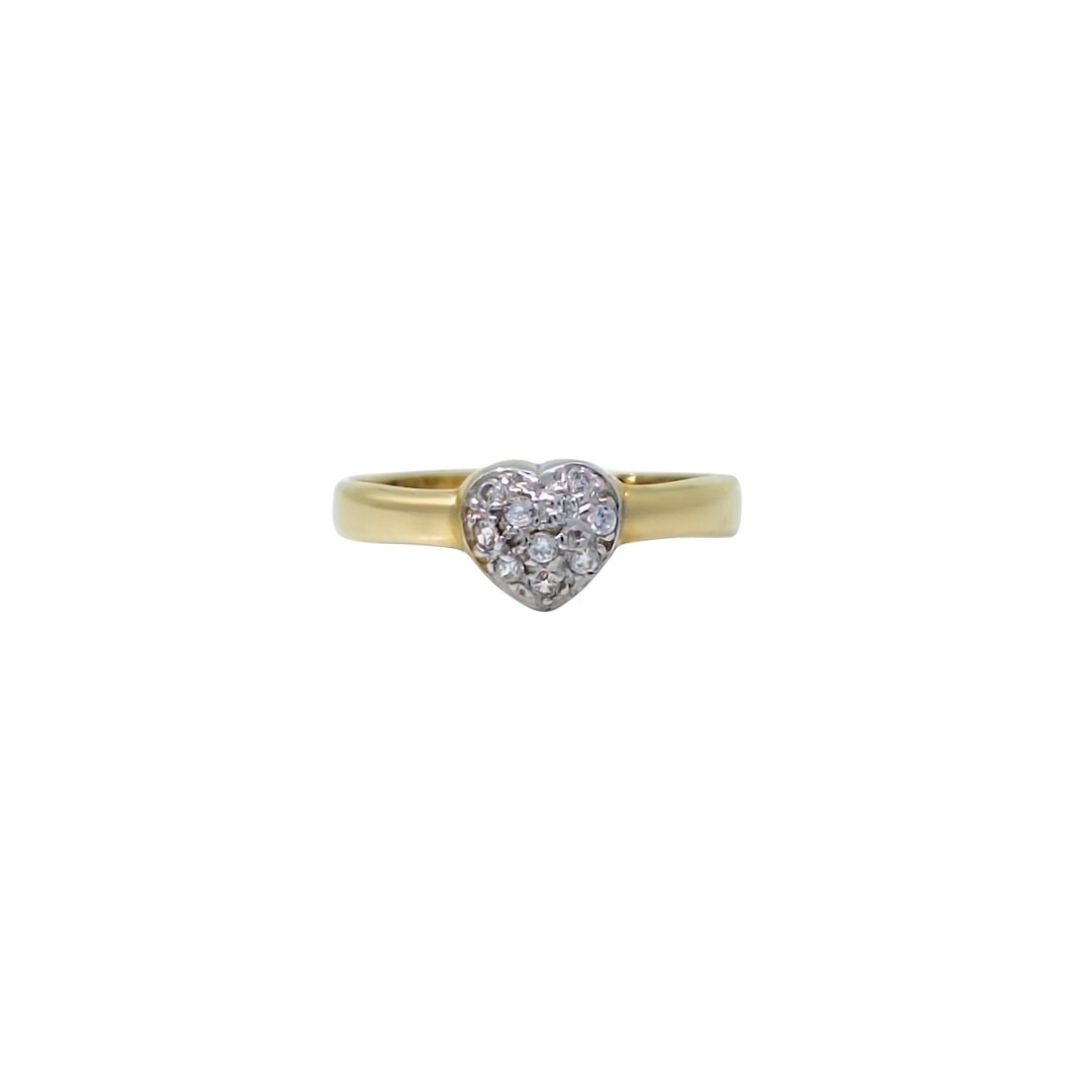 9ct Yellow Gold Children's Heart CZ Ring