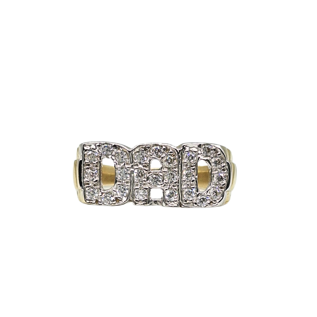 9ct Yellow Gold Cubic Zirconia Dad Ring