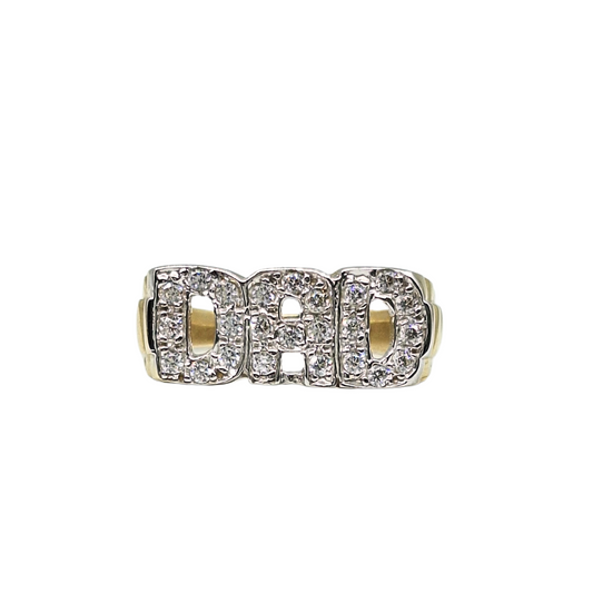 9ct Yellow Gold Cubic Zirconia Dad Ring