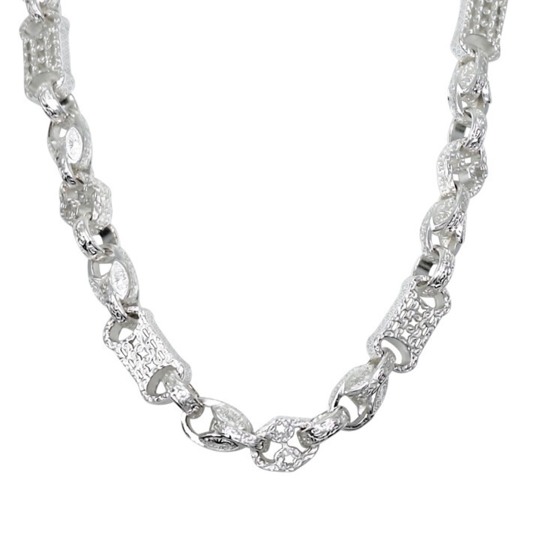 Silver Mixed Link Chain 24 Inches