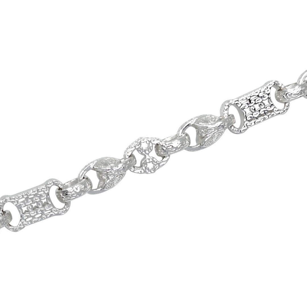 Silver Mixed Link Chain 24 Inches