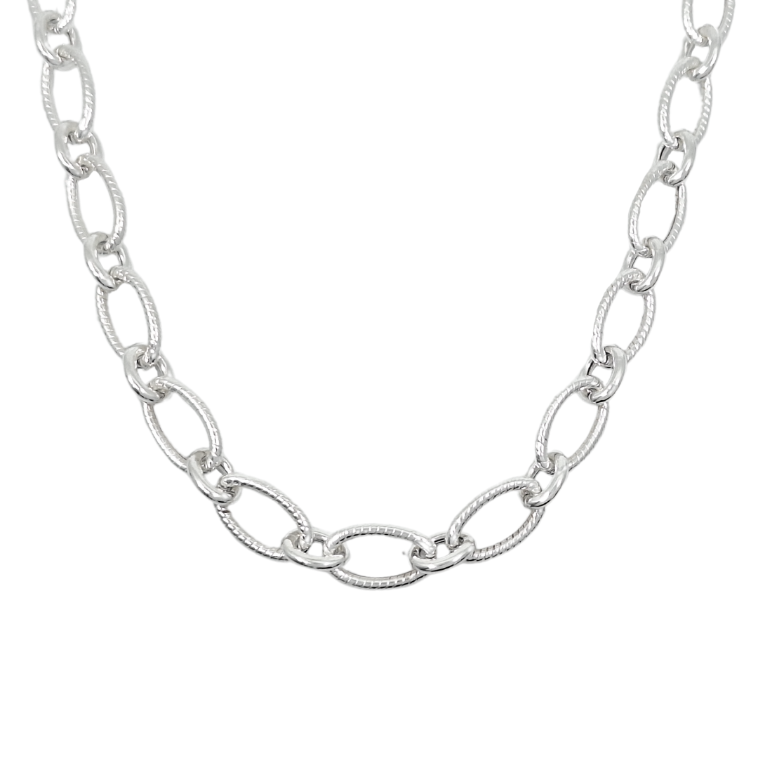 Silver Chain Hollow Link Necklace 18 Inches