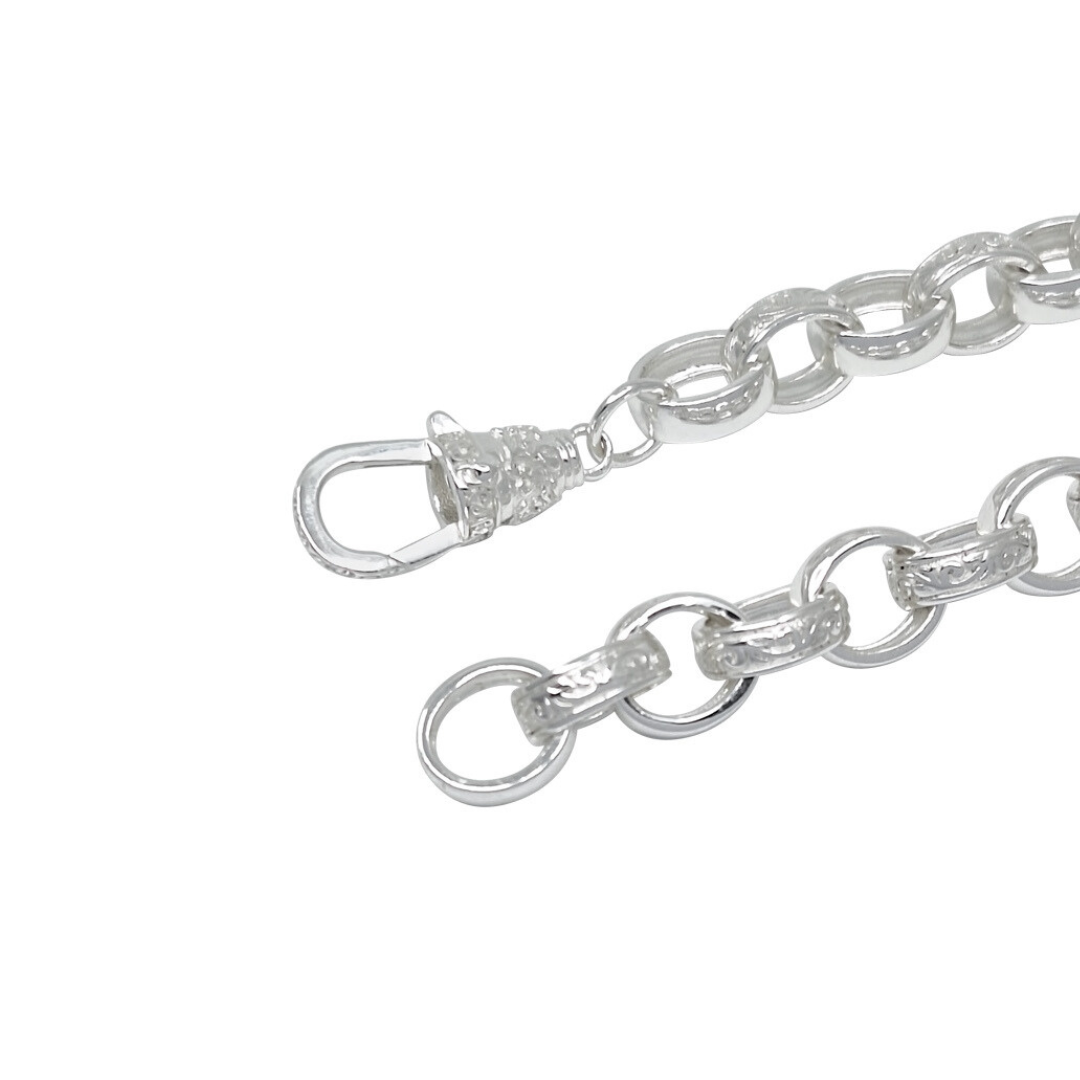 Silver Belcher Engraved/Polish Bracelet 7.5 Inches