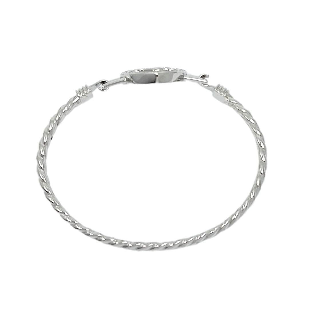 Silver & CZ Heart Hook Bangle