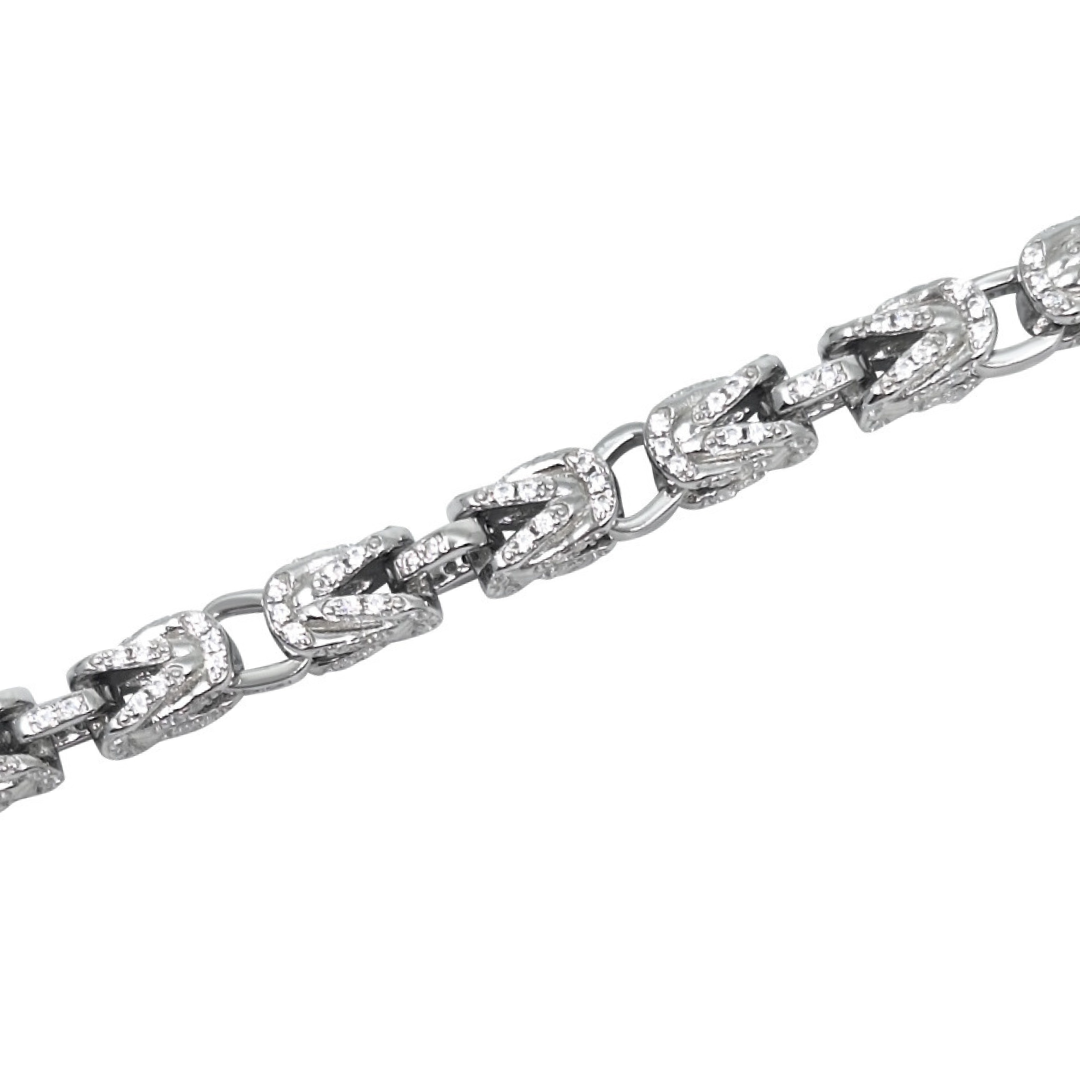 Silver & CZ Byzantine Bracelet 8 1/4 Inches