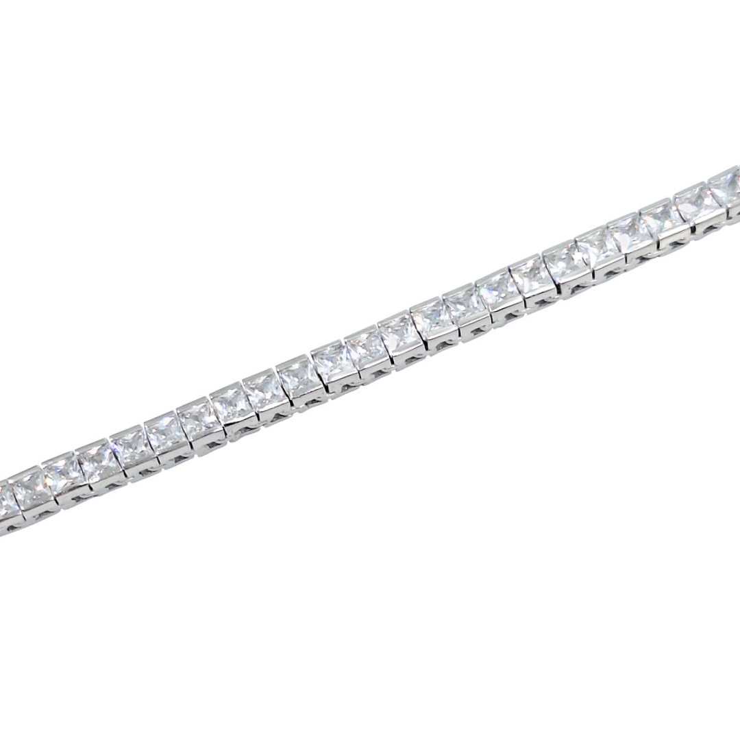 Silver & CZ Tennis Necklace 18 Inches