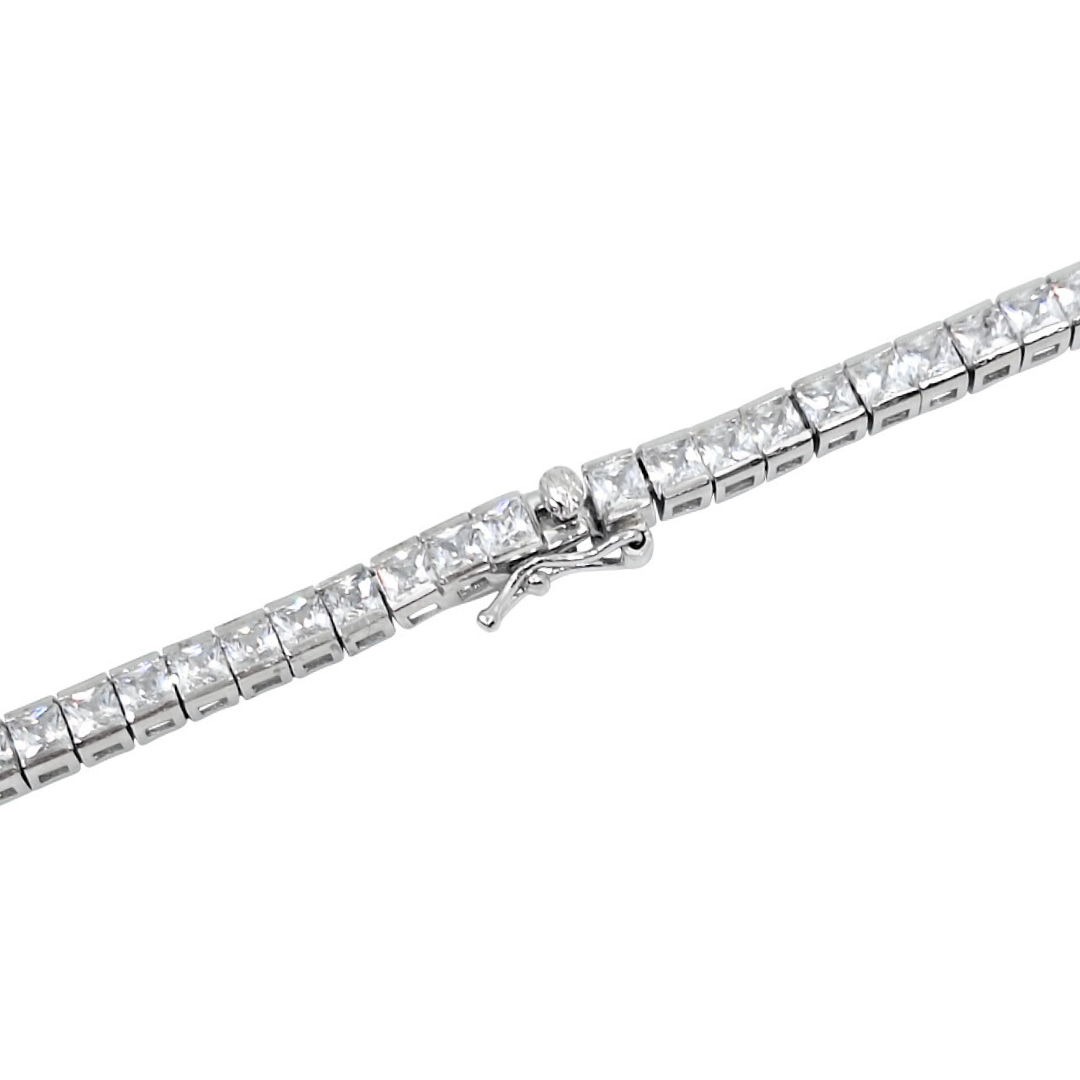 Silver & CZ Tennis Necklace 18 Inches