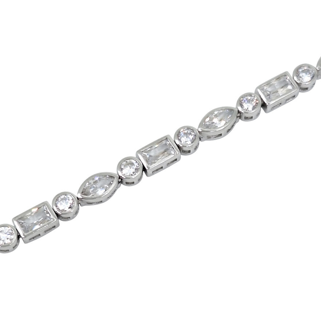 Silver & CZ Bracelet 7 1/2 Inches