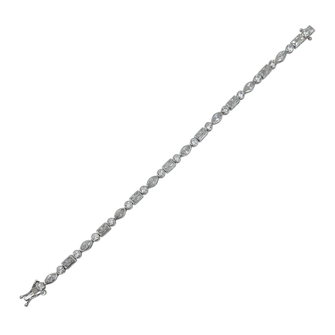 Silver & CZ Bracelet 7 1/2 Inches