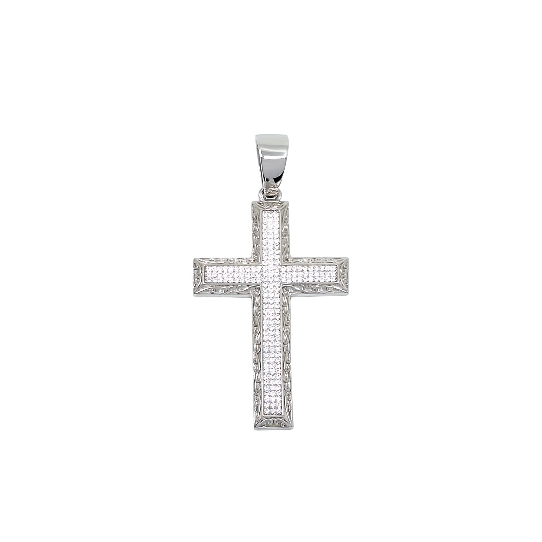 Silver CZ Cross Pendant