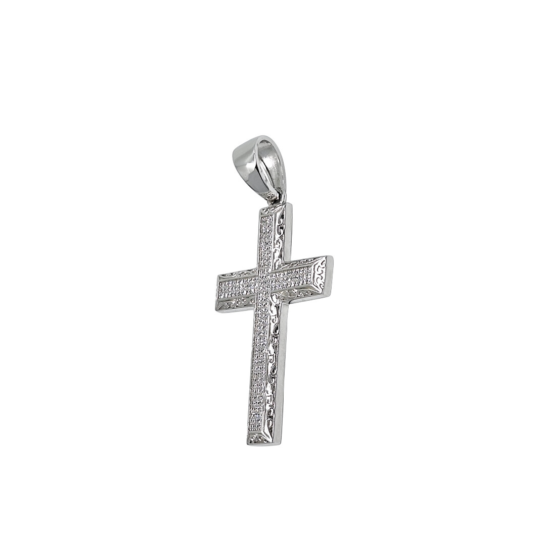 Silver CZ Cross Pendant