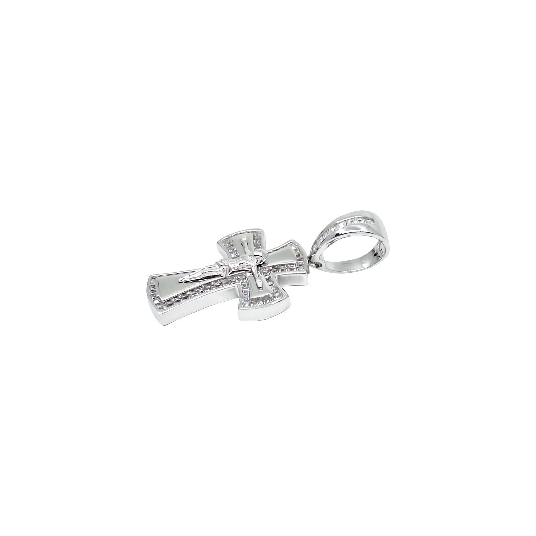Silver & CZ Crucifix Cross Pendant