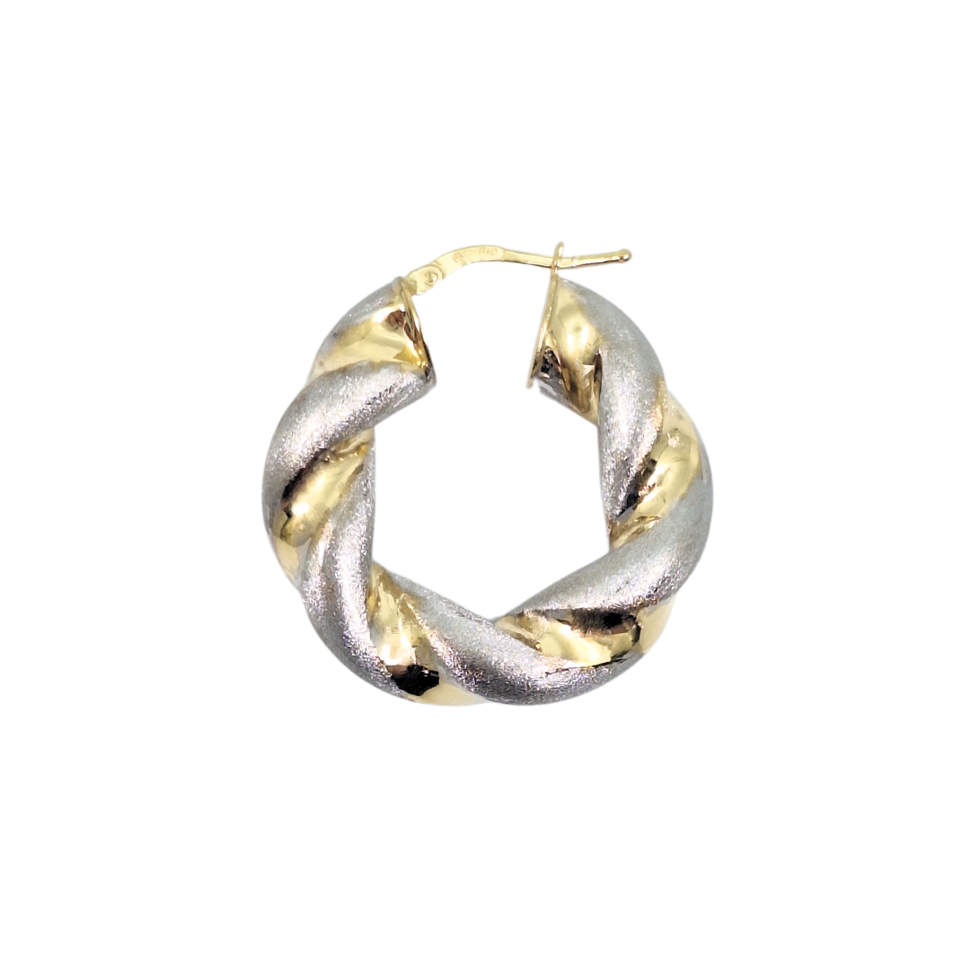 9ct Yellow & White Gold Twist Hoop Earrings