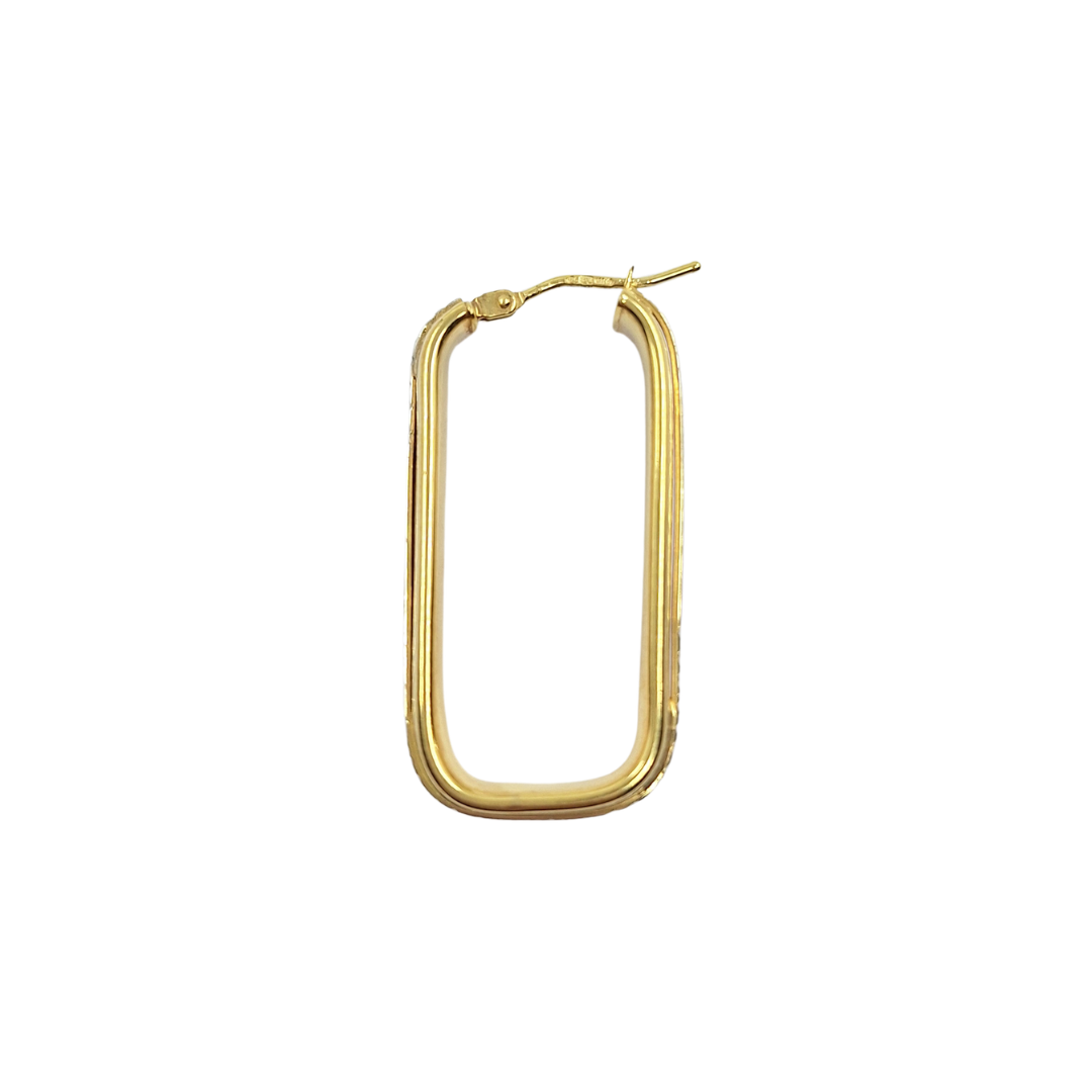 9ct 2 Colour Gold Rectangle Creole Earrings