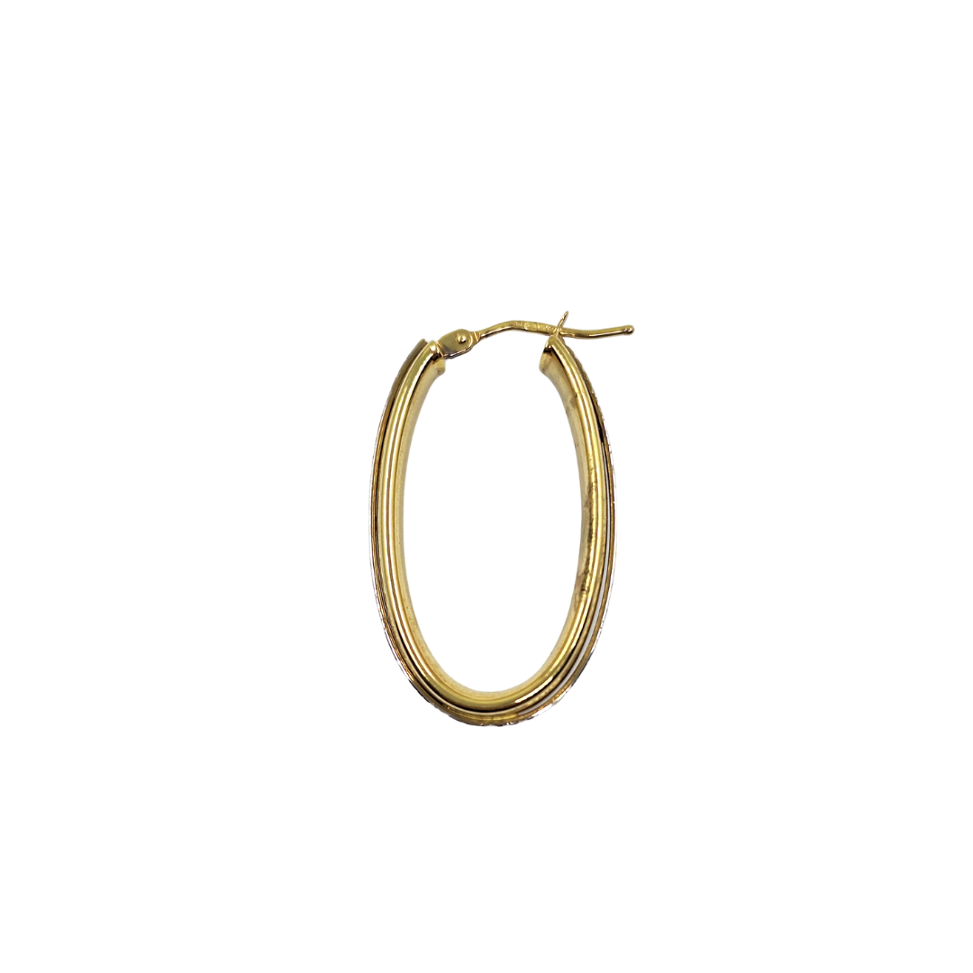 9ct 2 Colour Gold Oval Creole Earrings