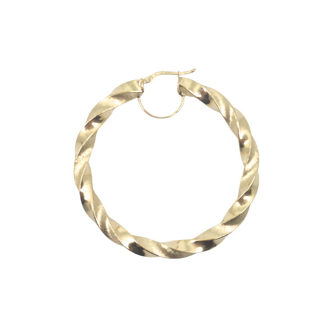 9ct Yellow Gold Medium Twist Hoop Earrings