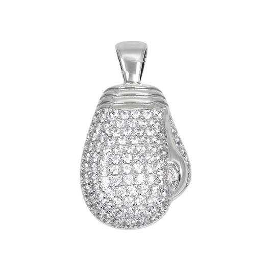 Silver & CZ Large Boxing Glove Pendant
