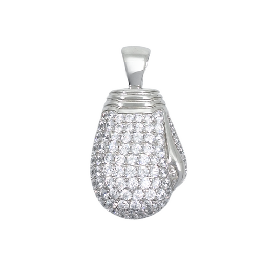 Silver & CZ Boxing Glove Pendant