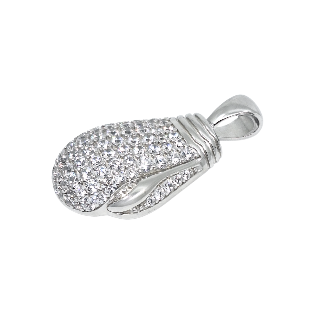Silver & CZ Boxing Glove Pendant