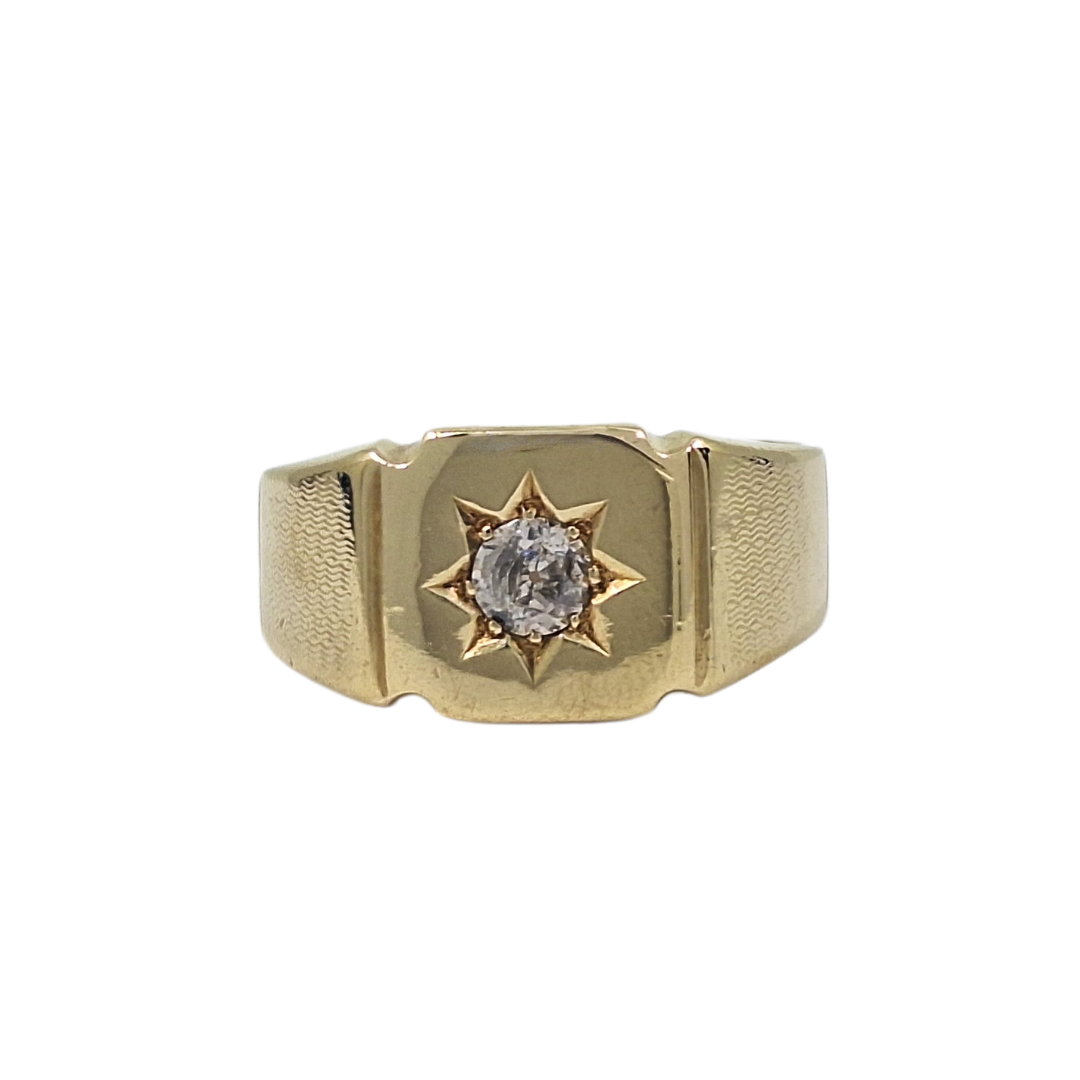18ct Yellow Gold Diamond Set Signet Ring