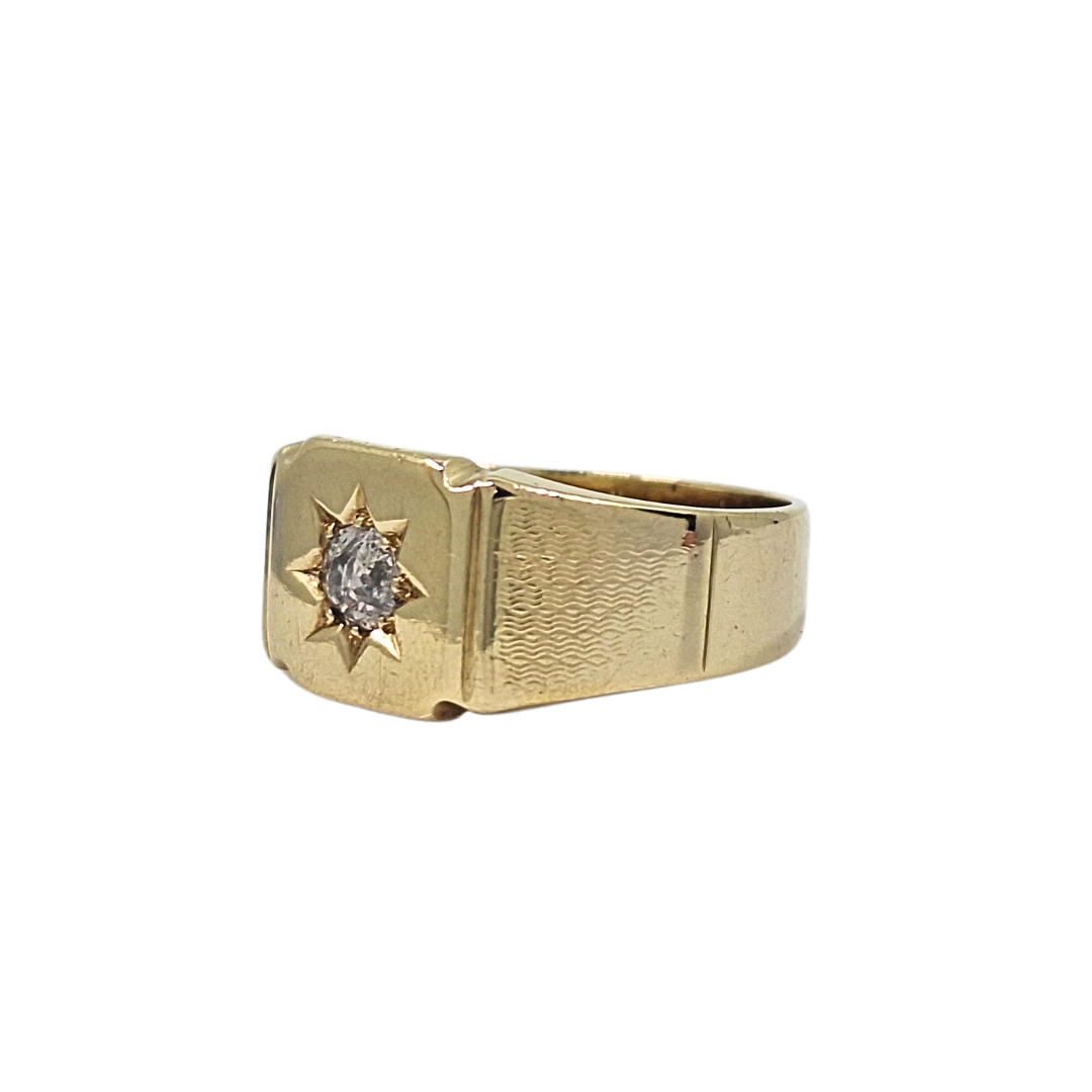 18ct Yellow Gold Diamond Set Signet Ring