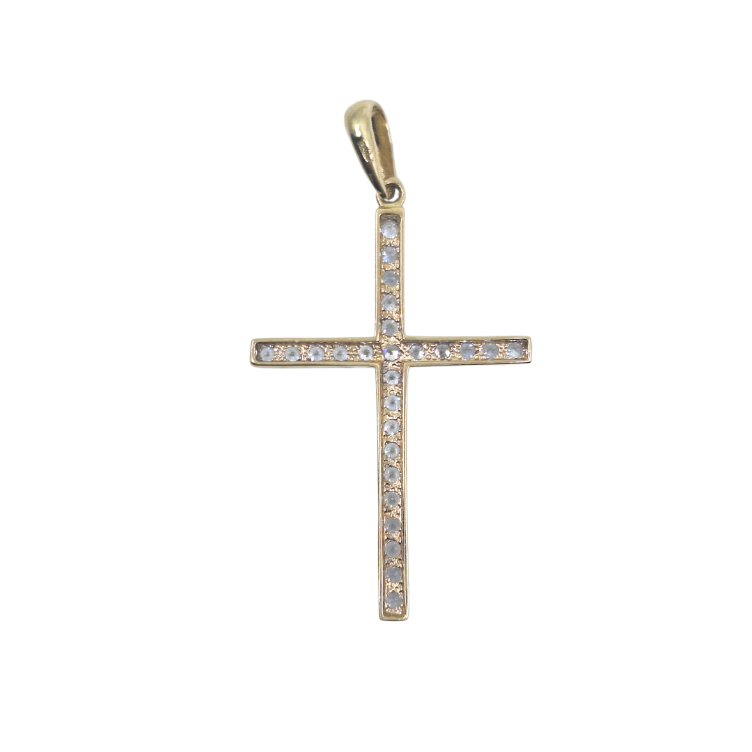 9ct Yellow Gold Cubic Zirconia Cross