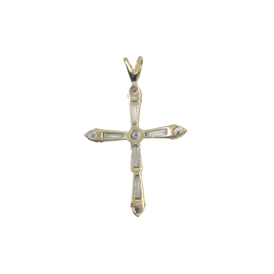 9ct Yellow Gold Cubic Zirconia Cross