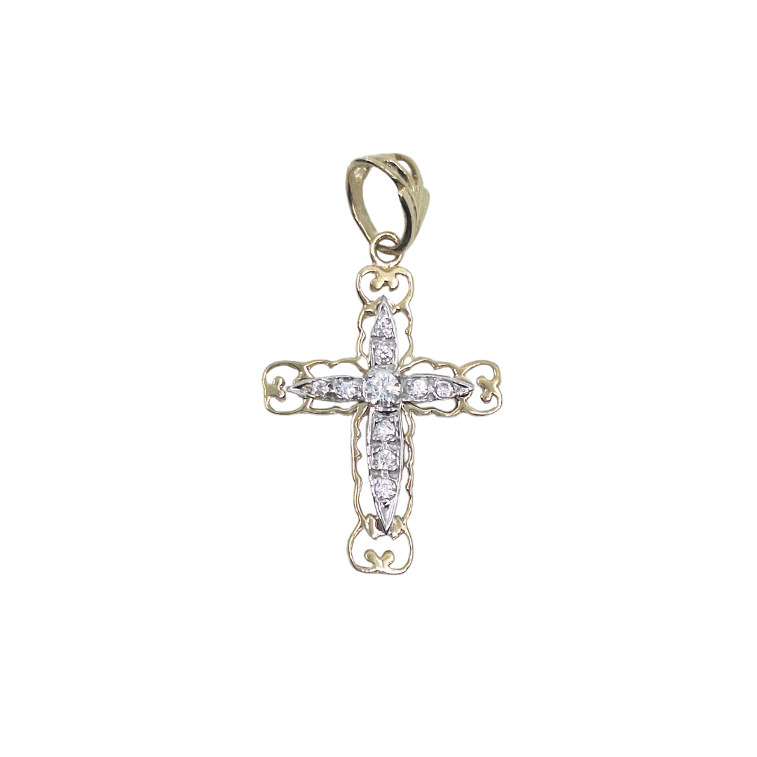 9ct Yellow Gold Cubic Zirconia Cross