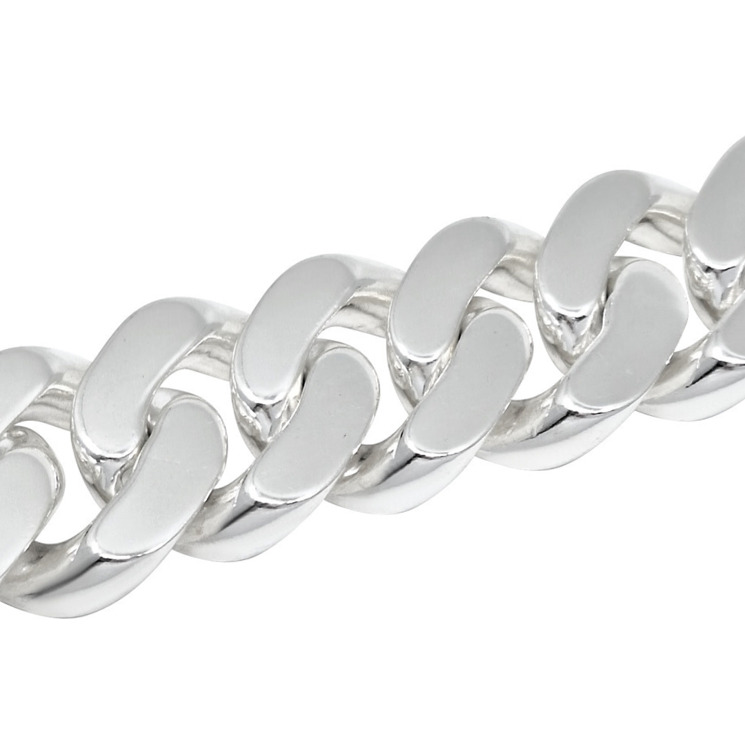 Silver Wide Heavy Curb Bracelet 10.5 Inches