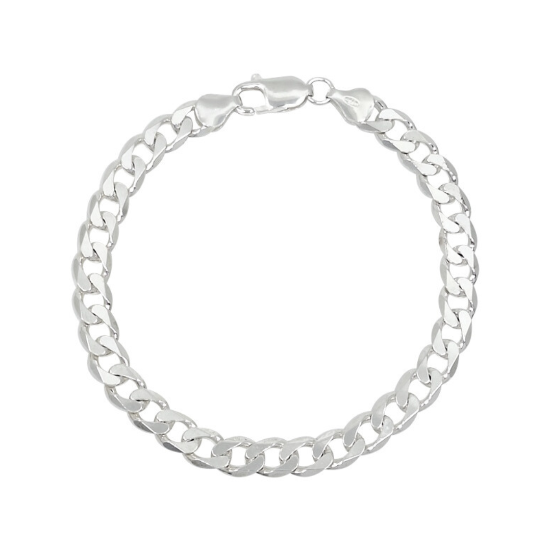 Silver Curb Bracelet 9 Inches