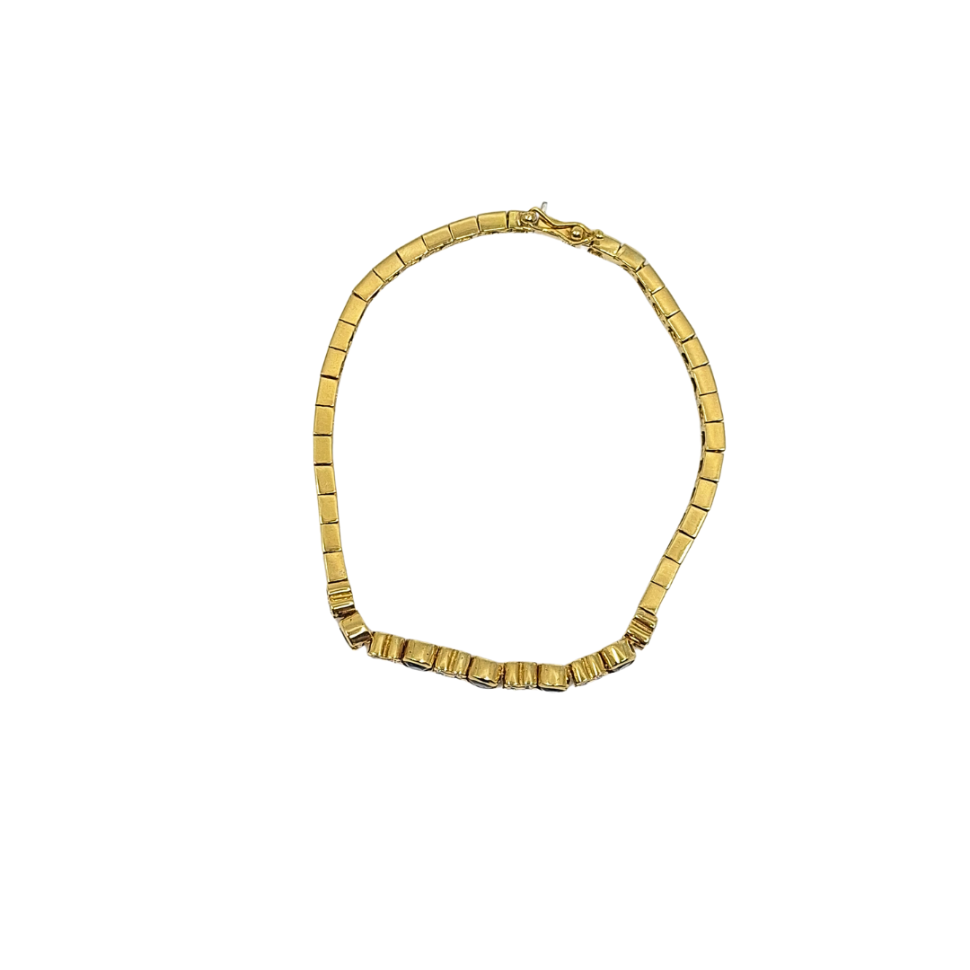 18ct Yellow Gold Sapphire & Diamond Bracelet 7.5"