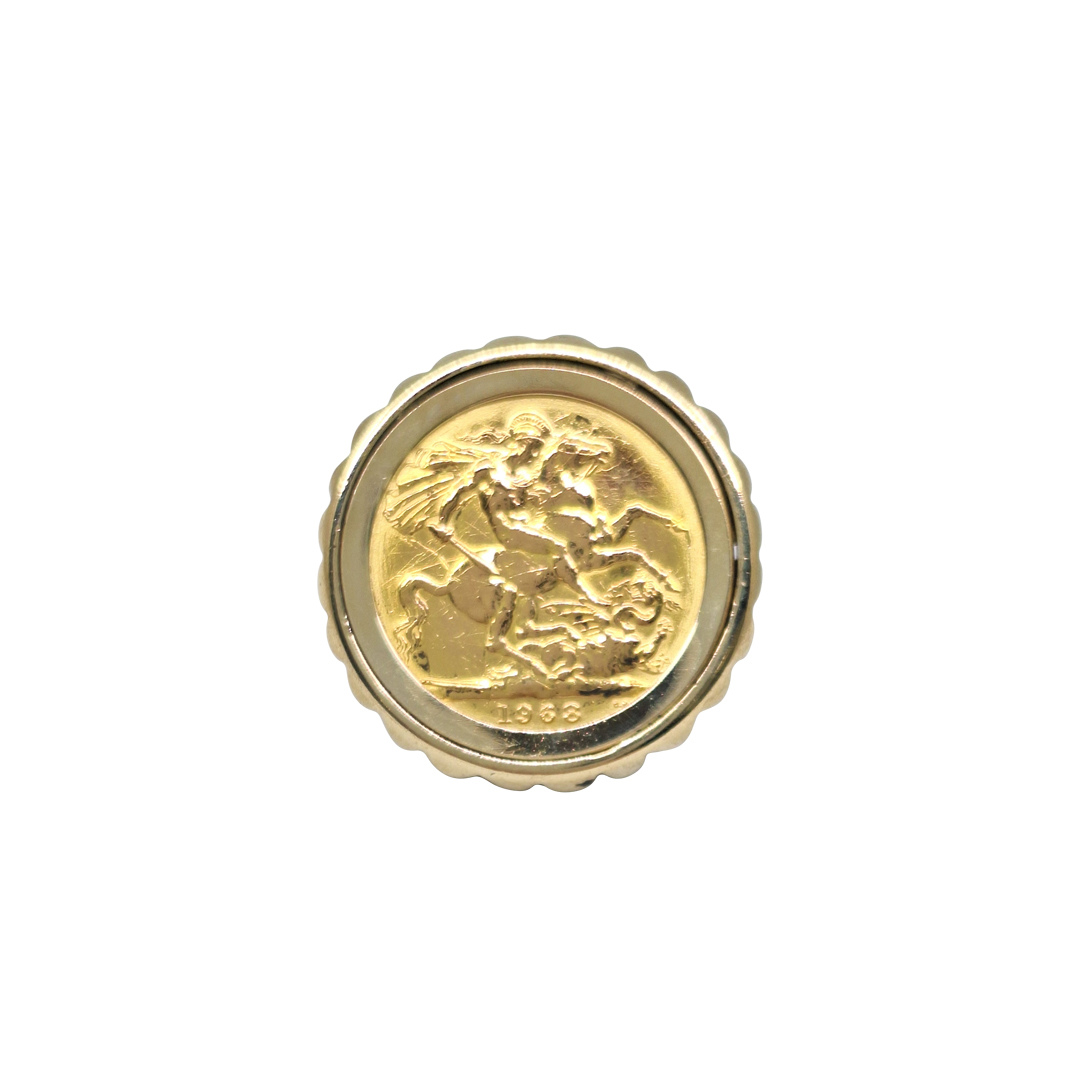 9ct Yellow Gold Full Sovereign Ring 1968