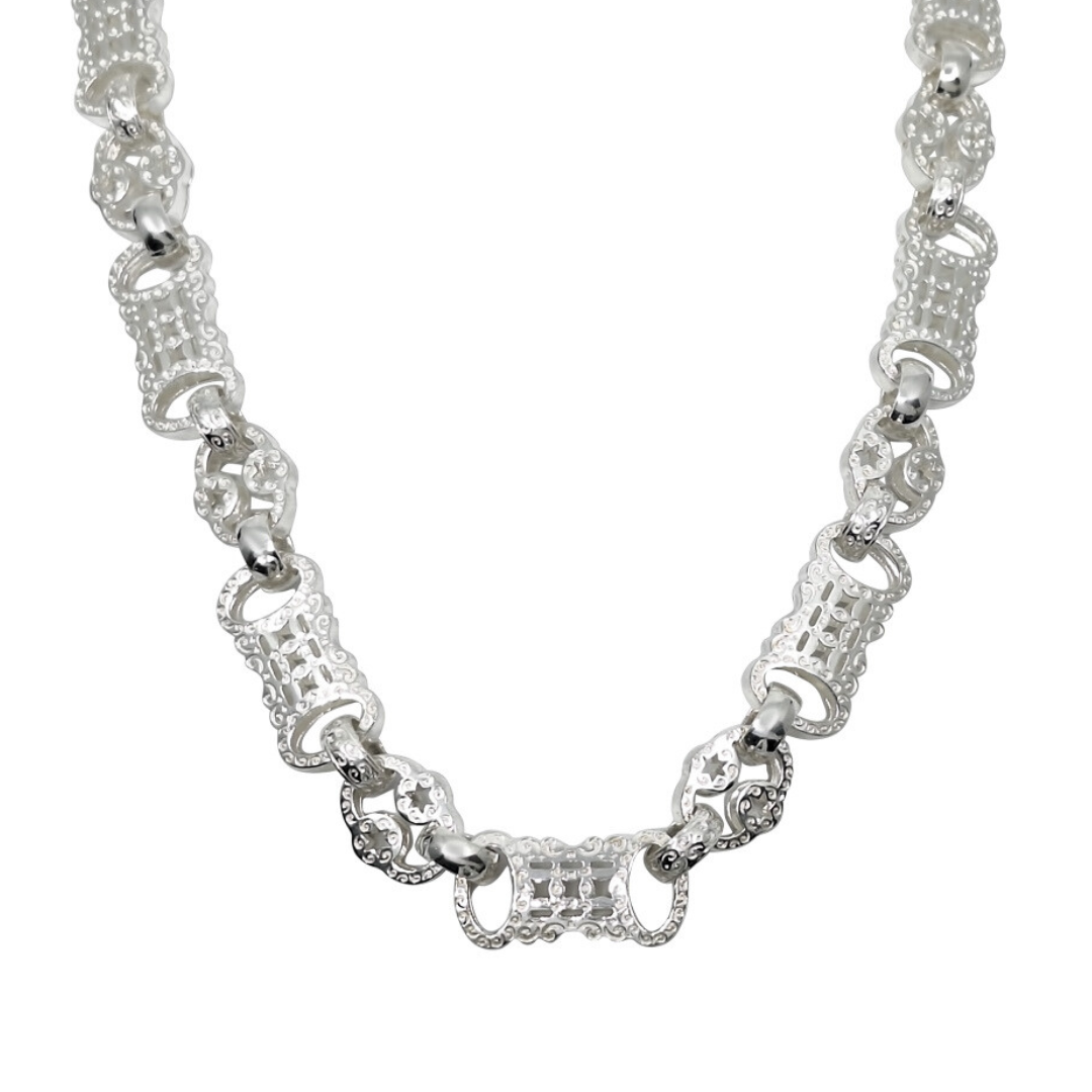 Silver Stars & Bars Chain 26 Inches