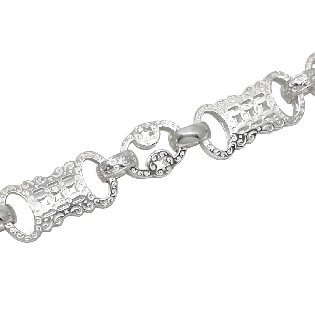 Silver Stars & Bars Chain 26 Inches
