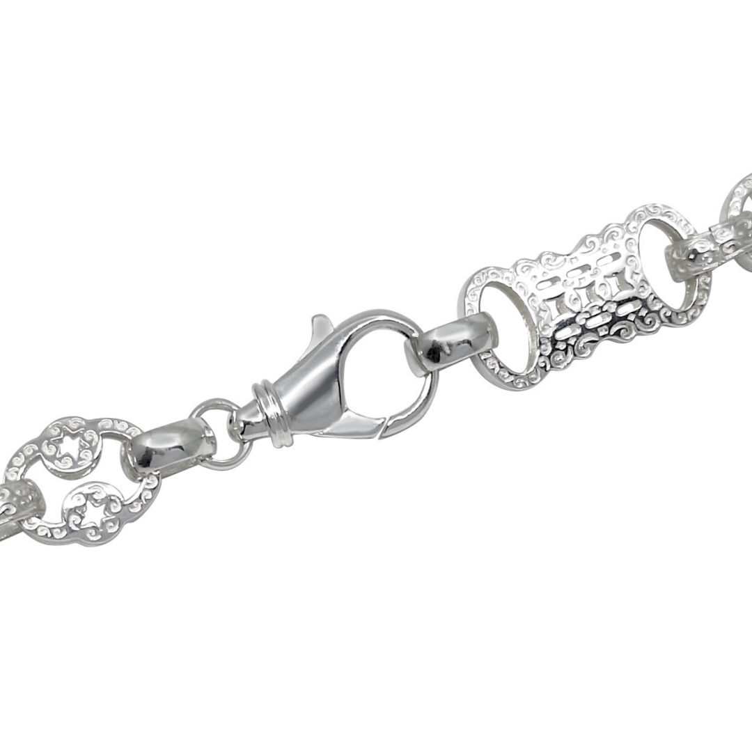 Silver Stars & Bars Chain 26 Inches