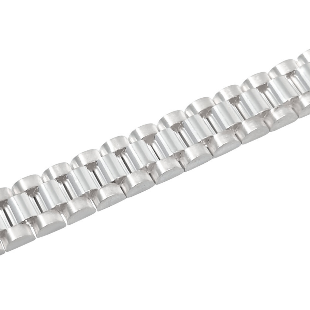 Silver Rolex Style Bracelet 8 1/2 Inches