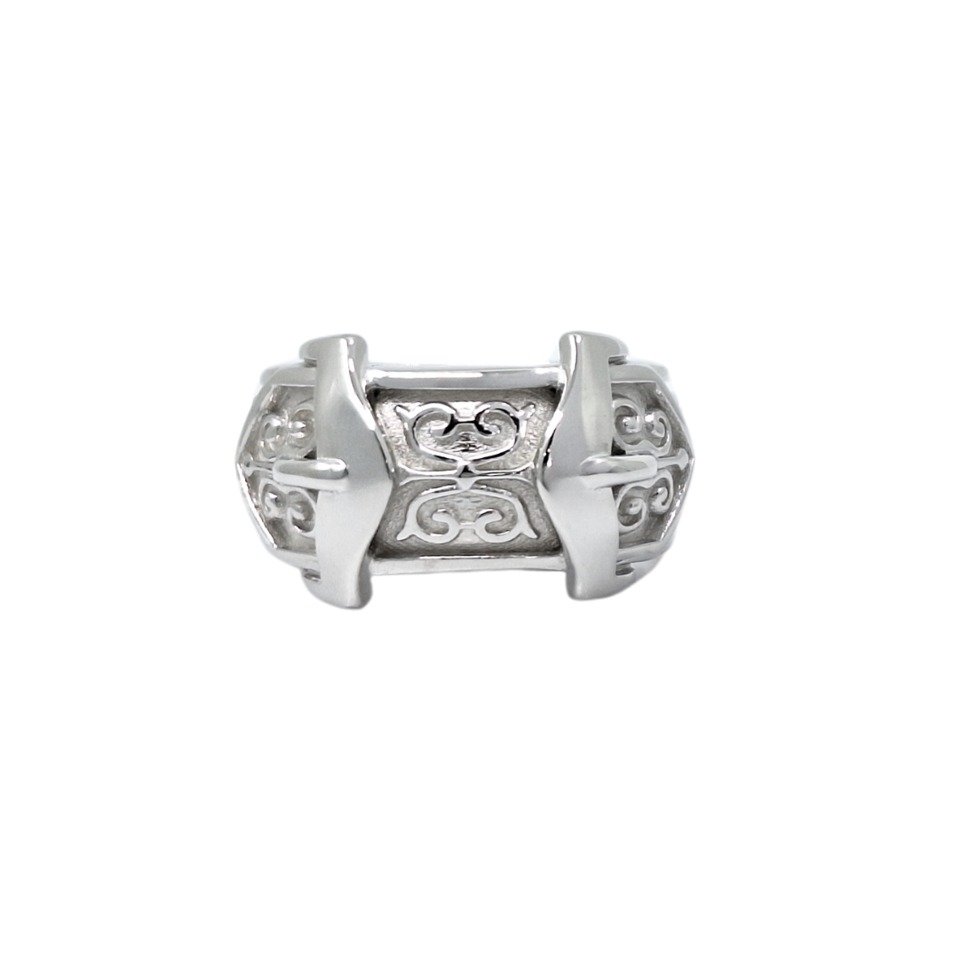 Silver Double Buckle Ring