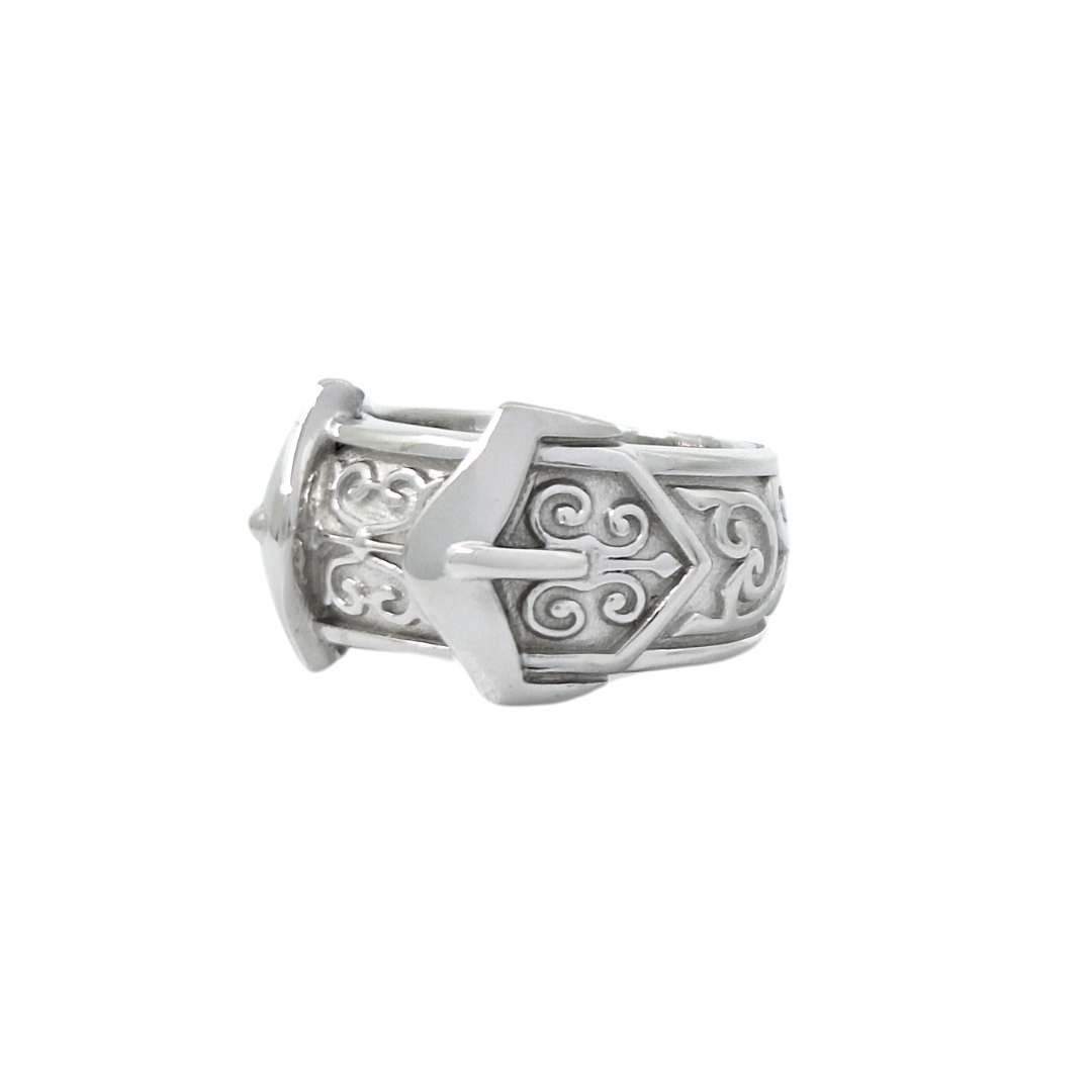 Silver Double Buckle Ring