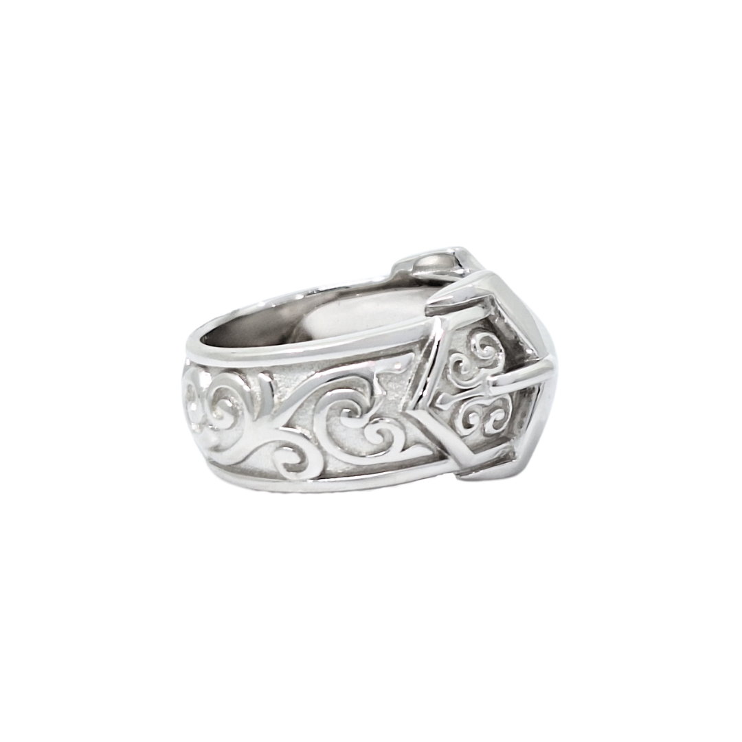Silver Double Buckle Ring