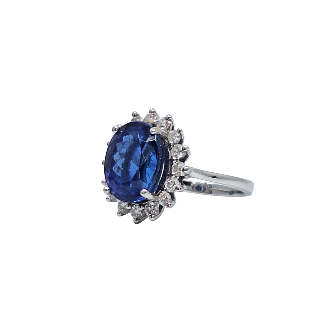 Platinum Tanzanite & Diamond Cluster Ring