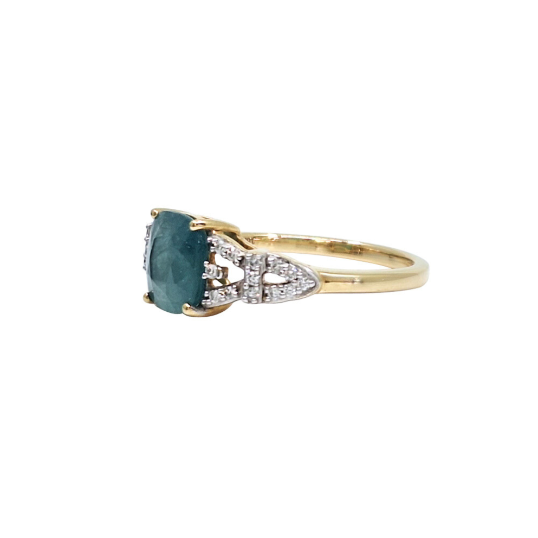 18ct Yellow Gold Grandidierite & Diamond Ring