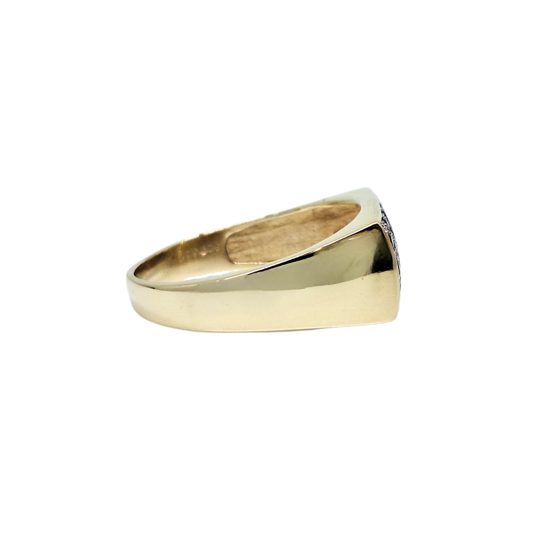 9ct Yellow Gold Black & White Diamond Gents Ring