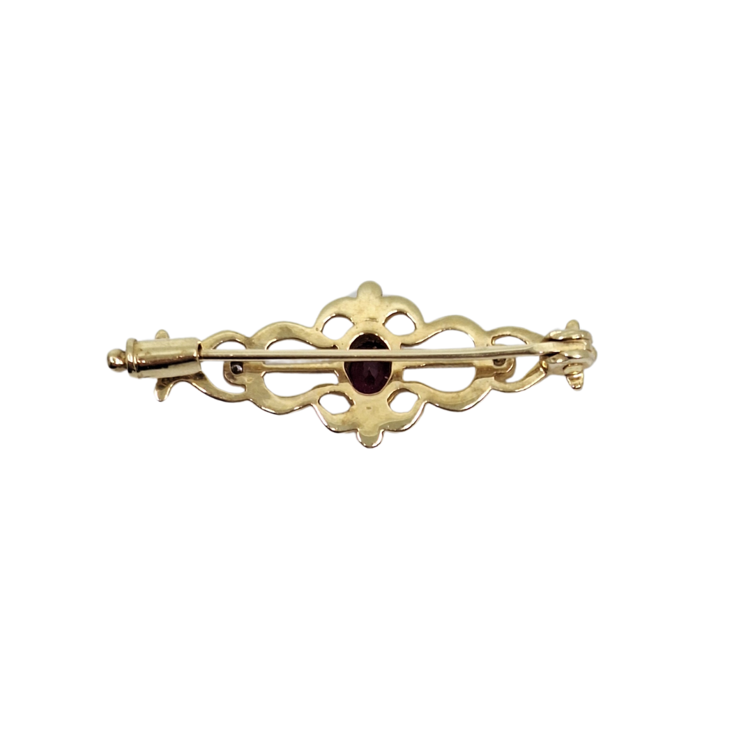 9ct Yellow Gold Ruby Brooch