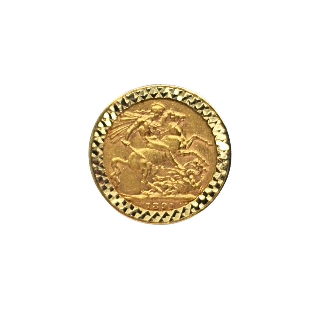 9ct/22ct Yellow Gold Full Sovereign Coin Ring 1891