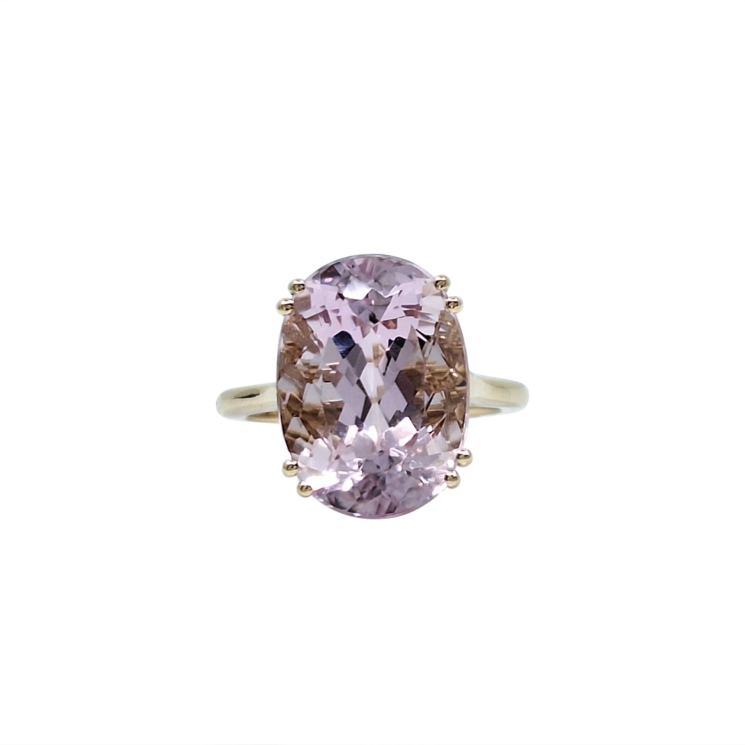 14ct Yellow Gold Kunzite Solitaire Ring