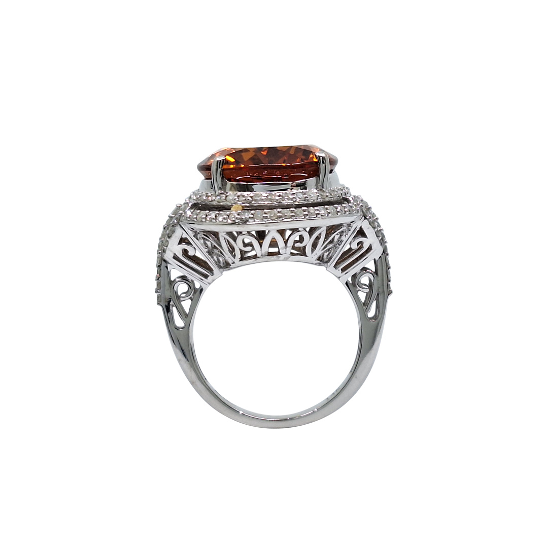 14ct White Gold Citrine & Diamond Ring